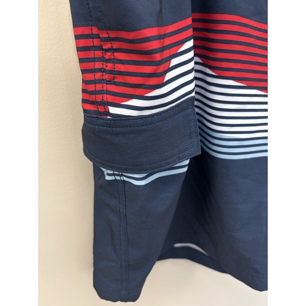 George men's XL 40-42 swim trunks lined navy blue with red and white Recycled - Picture 4 of 5